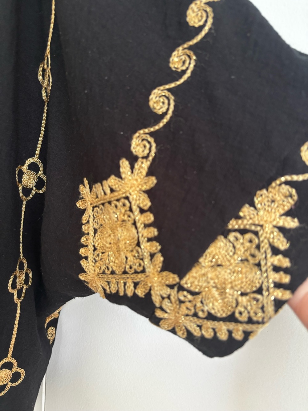 Black Oversized Tunic Top with Gold Embroidered Motifs - Picture 4 of 7